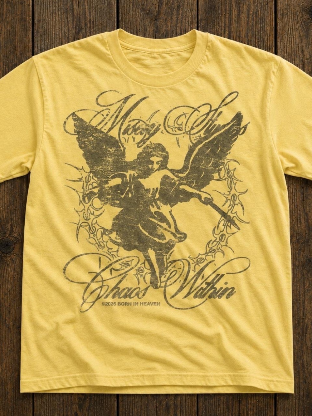Gildan Yellow Graphic Angel Short Sleeve Tee